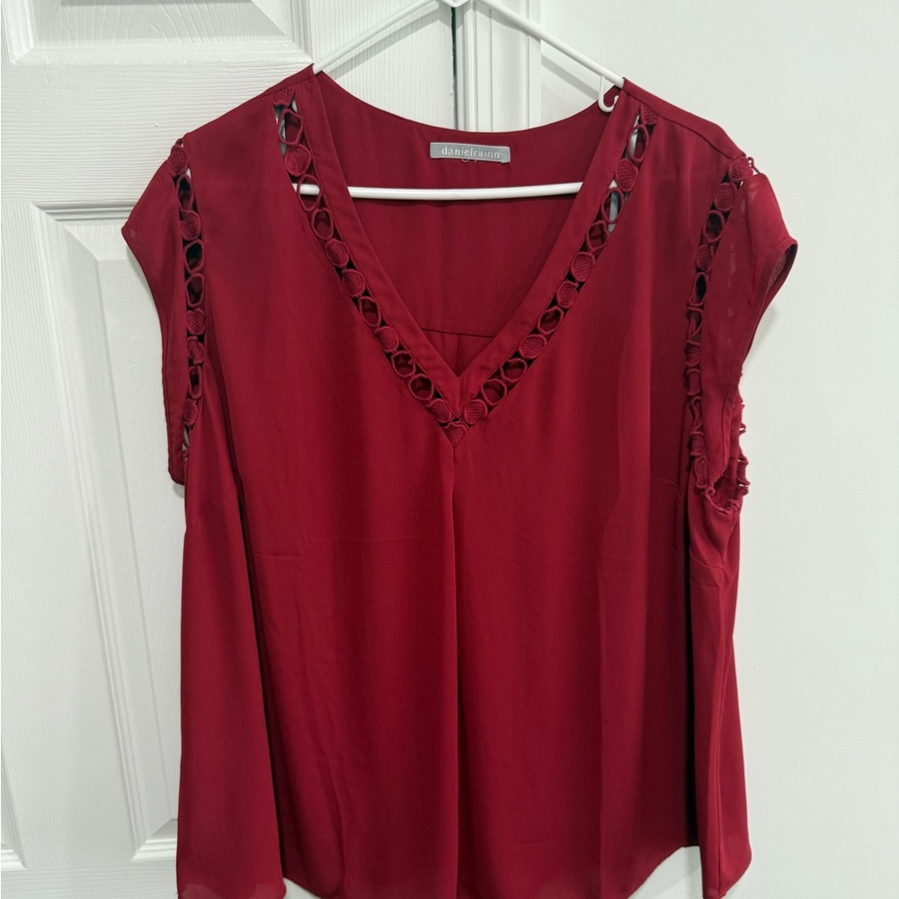 Great to wear for Christmas!!
Daniel Rainn Burgundy V-Neck Blouse